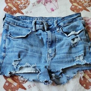 American Eagle Outfitters Women's Ripped Light Blue Jean Shorts